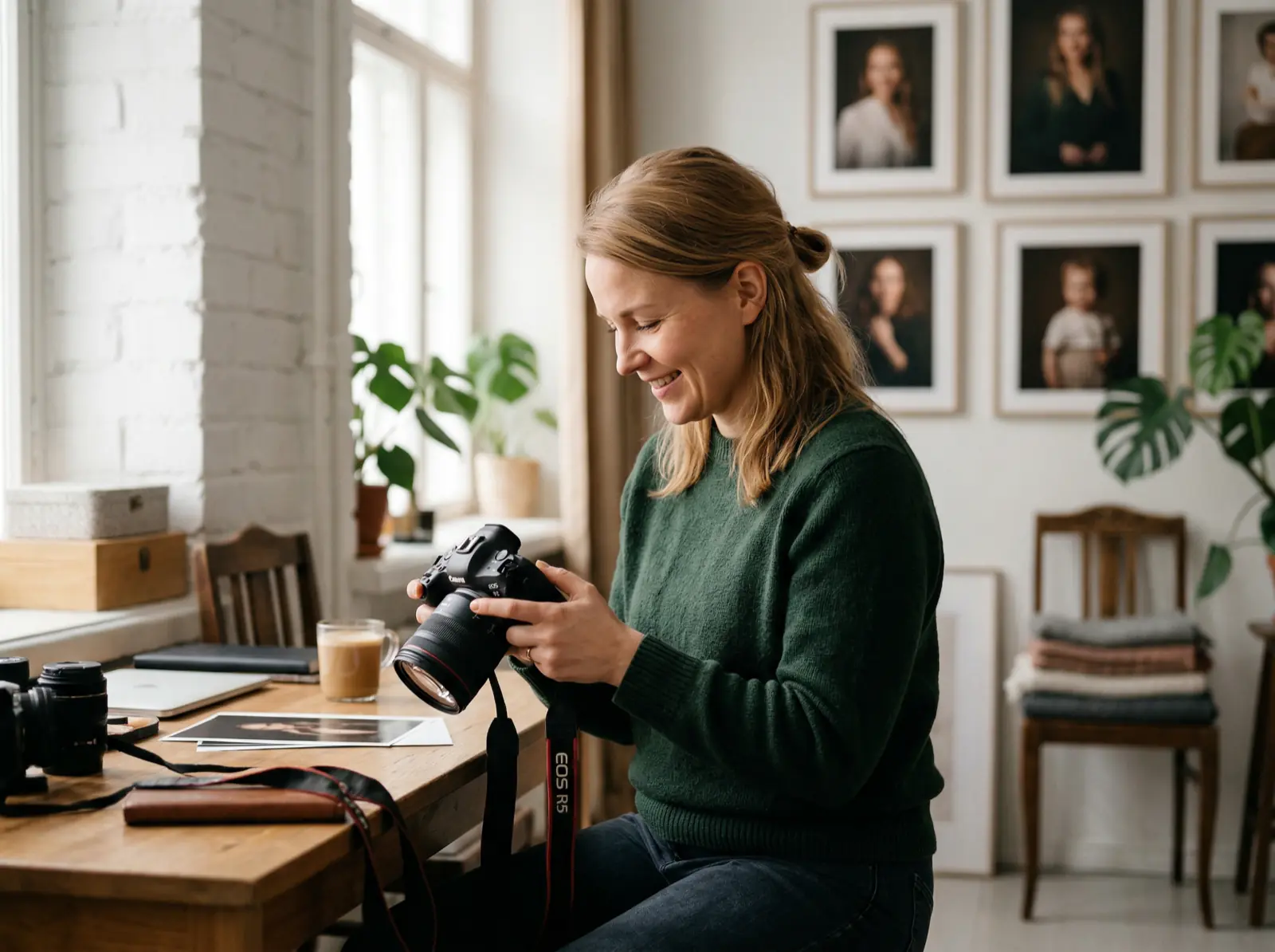 Valokuvaaja Liisa Esimerkki Tampereella — ammattikuvaaja työssään